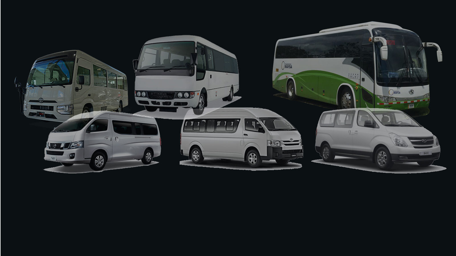 Línea completa de la flota Maysa: autobús, microbuses y vans