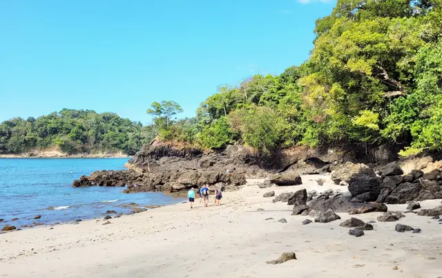 Playa del Parque Nacional Manuel Antonio con bosque y rocas